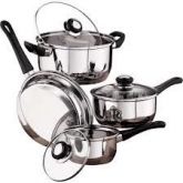 (a) conjunto panelas inox 5 pçs tp vidros.