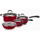 (a) conjunto panelas ant aderente 04 peças vermelho