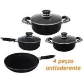 (a) conjunto panelas ant aderente 04 peças preto